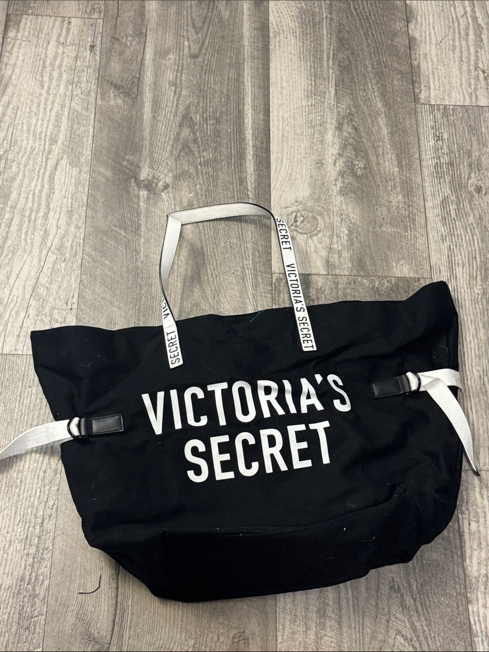 Victoria's Secret Black Canvas Tote with White Logo